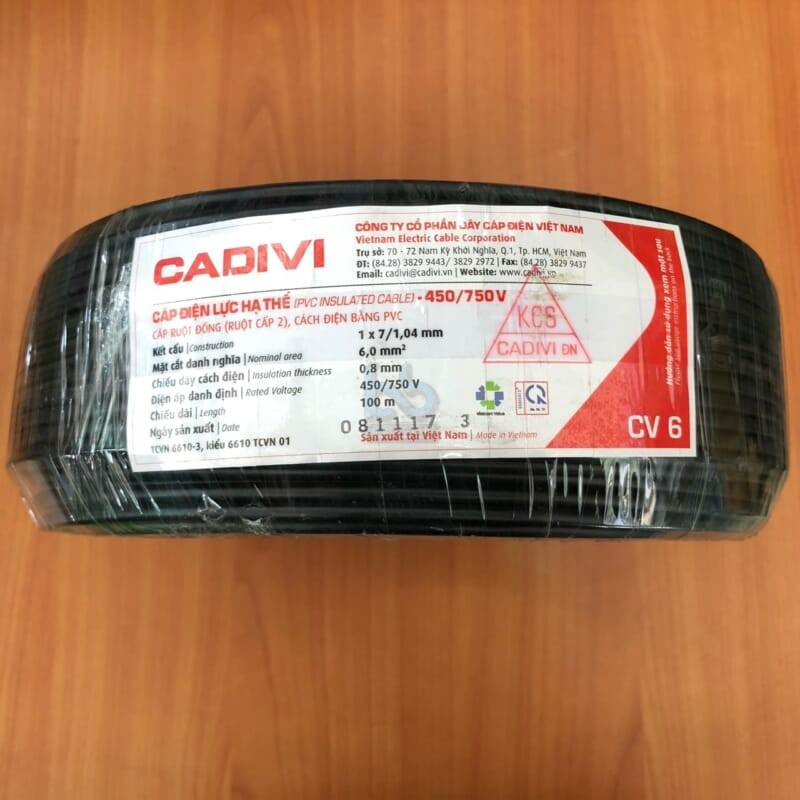 Dây cáp Cadivi CV 6 0 0 6 1 KV cuộn 100m Cu PVC 6 0 0 6 1 KV Cáp