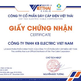 Chứng nhận đại lý cáp điện Việt Thái