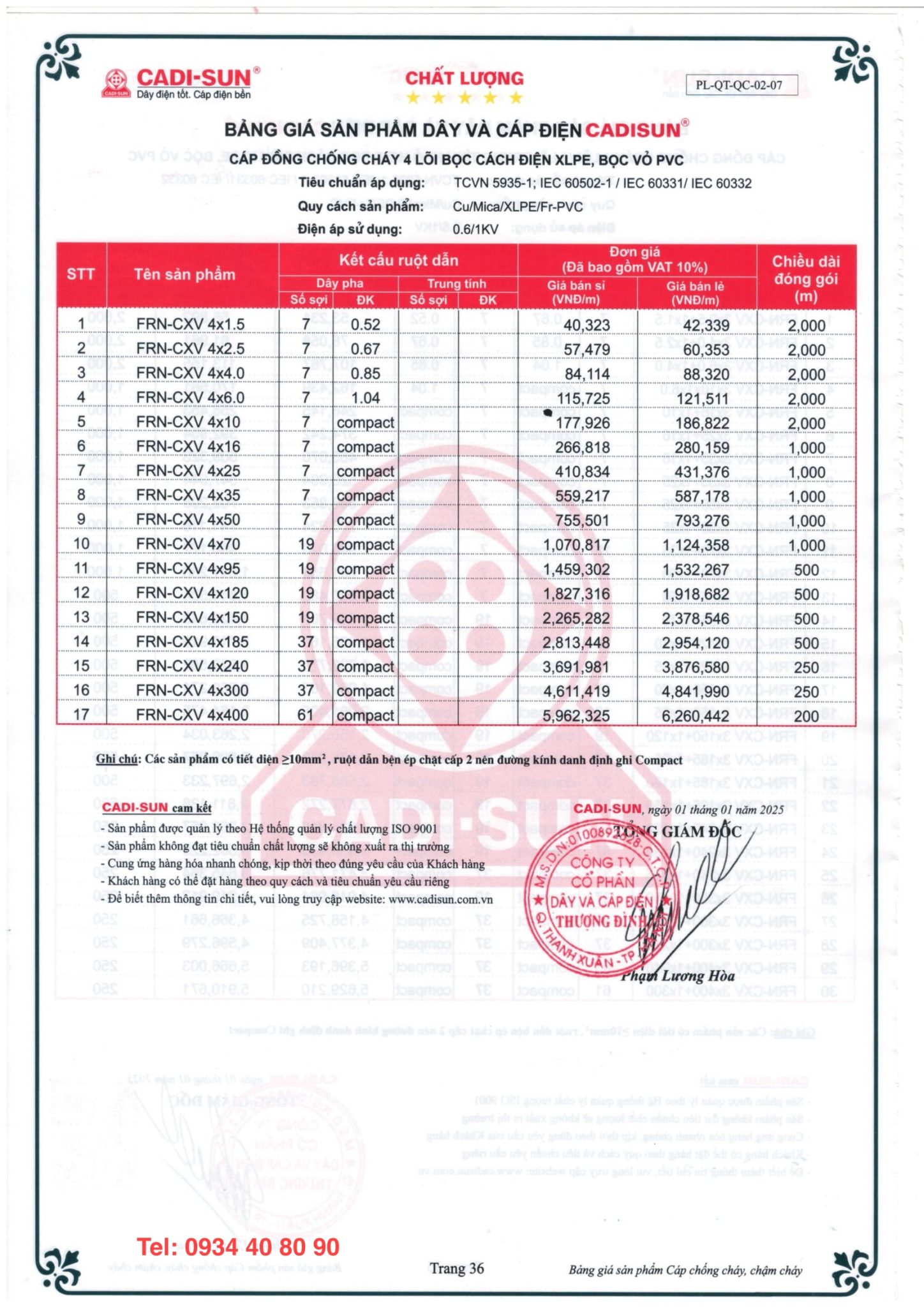 CÁP CHỐNG CHÁY CADISUN FRN-CXV 4X CÁP CHỐNG CHÁY CADISUN FRN-CXV 4X
