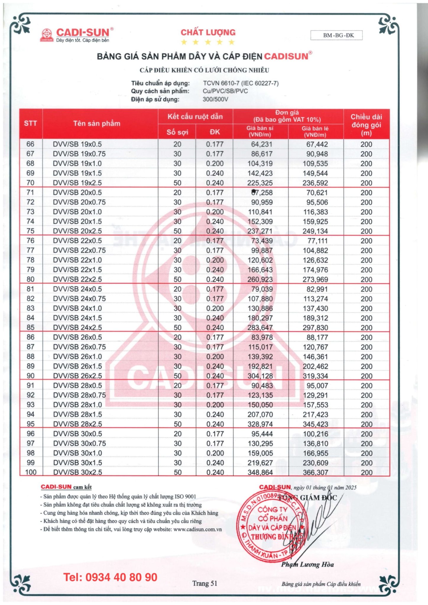 CÁP ĐIỀU KHIỂN CÓ LƯỚI CHỐNG NHIỄU CADISUN - DVV/SB 3 CÁP ĐIỀU KHIỂN CÓ LƯỚI CHỐNG NHIỄU CADISUN - DVV/SB 3