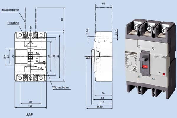 Các Thông Số Ghi Trên MCCB LS 3 Pha 150A 30kA