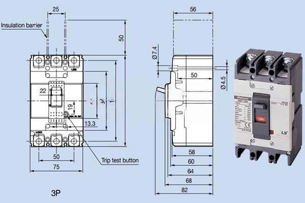 Thông Số Kỹ Thuật MCCB 3 pha 50A LS ABN103c Thông Số Kỹ Thuật MCCB 3 pha 50A LS ABN103c