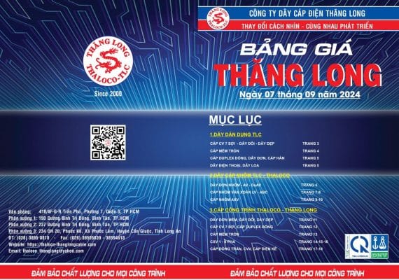 Bảng giá dây cáp điện Thăng Long