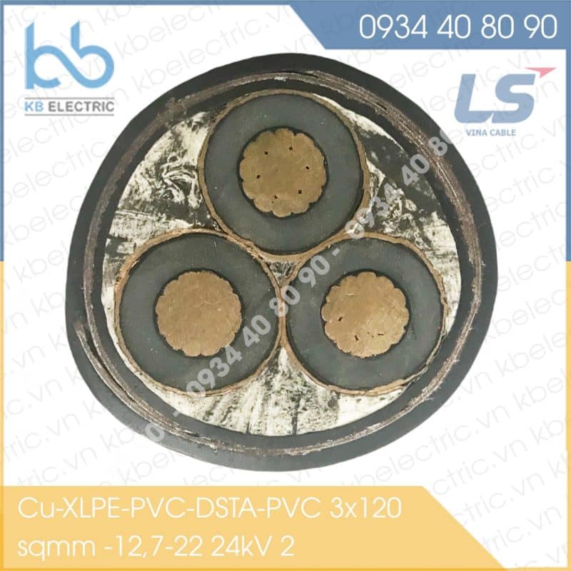 Cáp trung thế LS VINA Cu/XLPE/PVC/DSTA/PVC-W 3×200 12.7/22 (24) kV