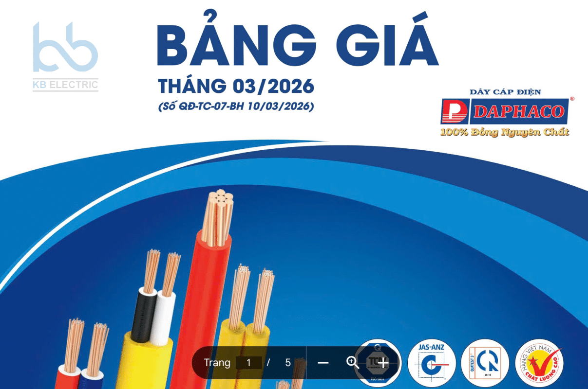 Bảng giá dây cáp điện DAPHACO 2026 mới nhất
